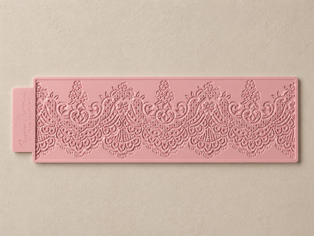 lace border silicone mould for fondant cake decorating with detailed floral pattern