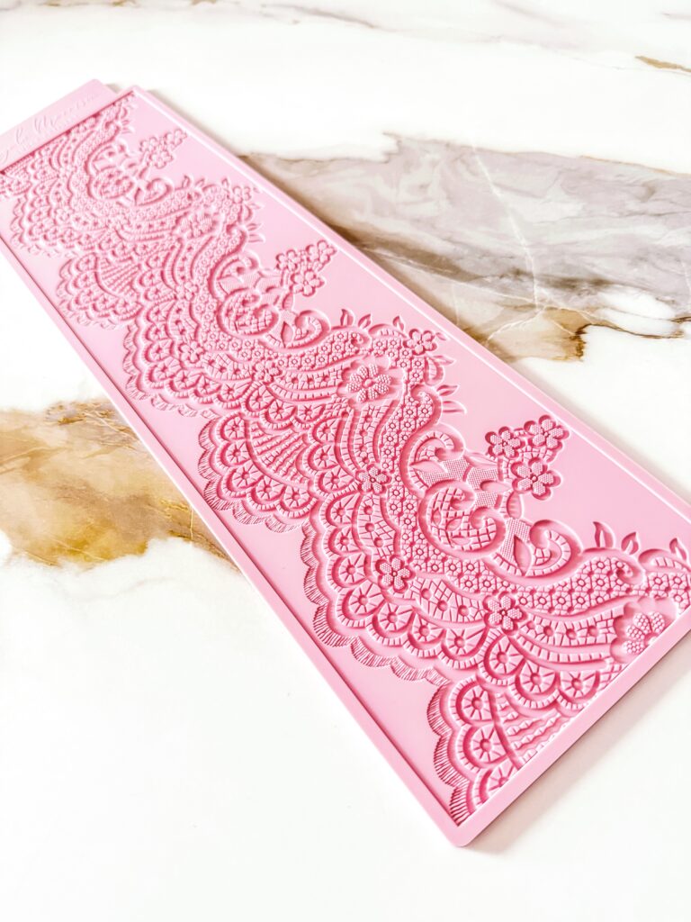 Bridal Veil silicone lace mat used to create edible lace for wedding cake decorating