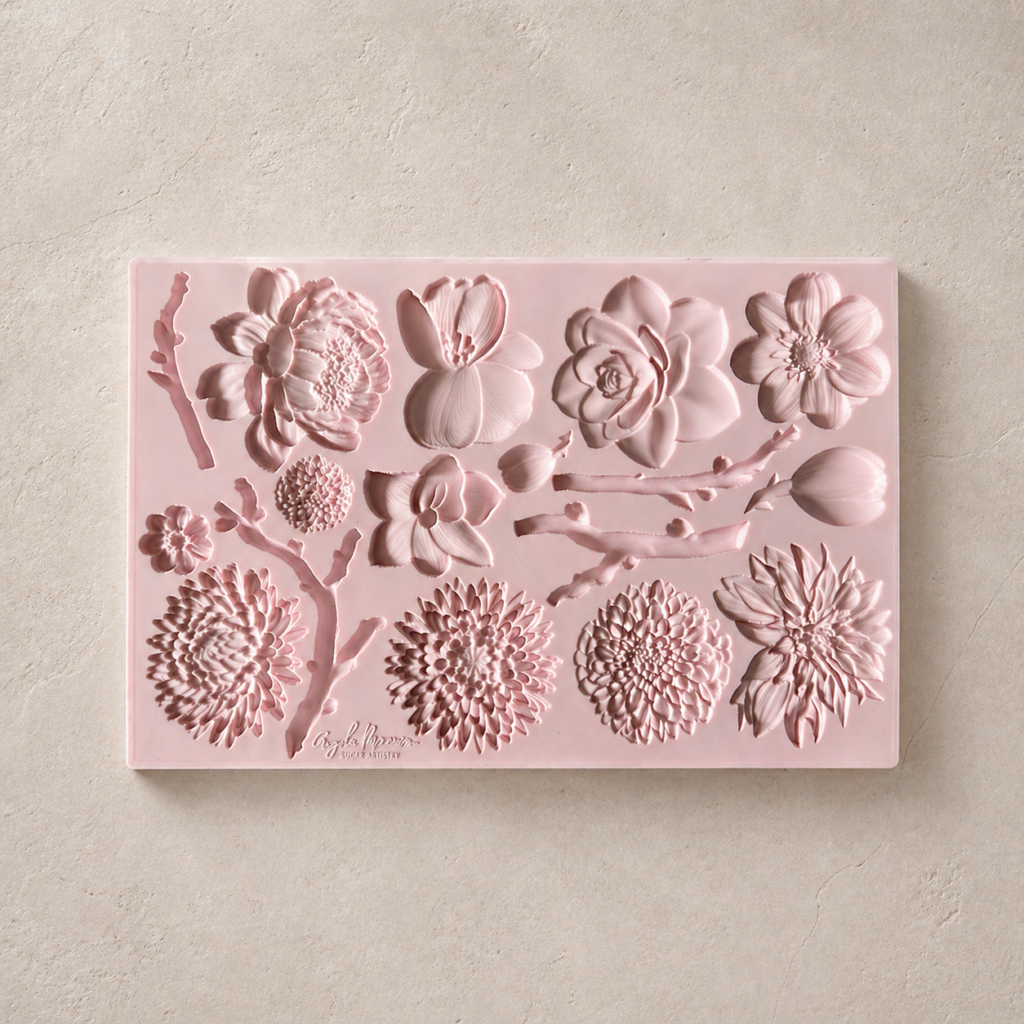 atelier blooms floral silicone mould for fondant cake decorating with detailed flower designs