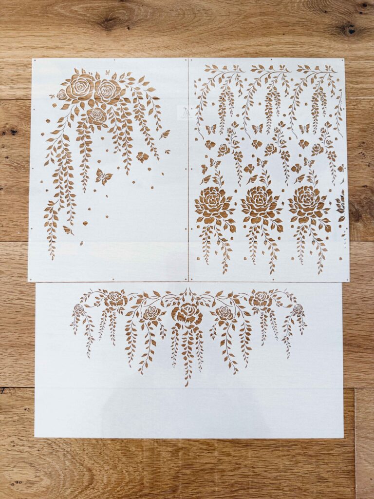 Floral stencils for cake decorating