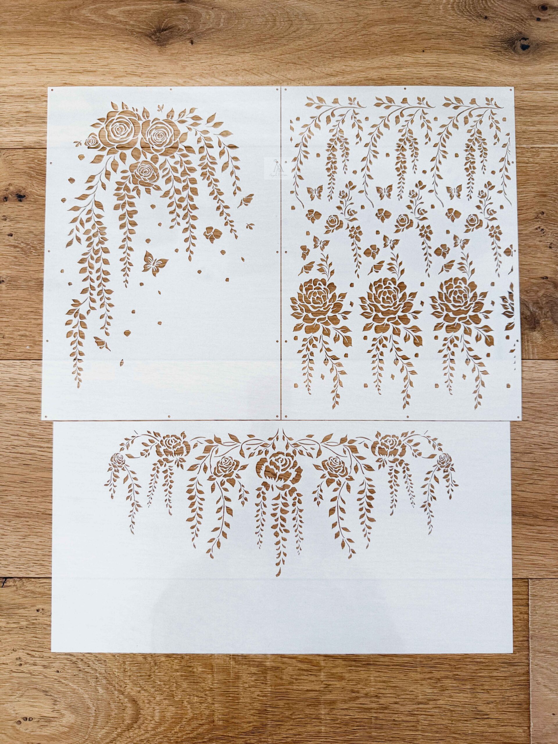 Floral stencils for cake decorating